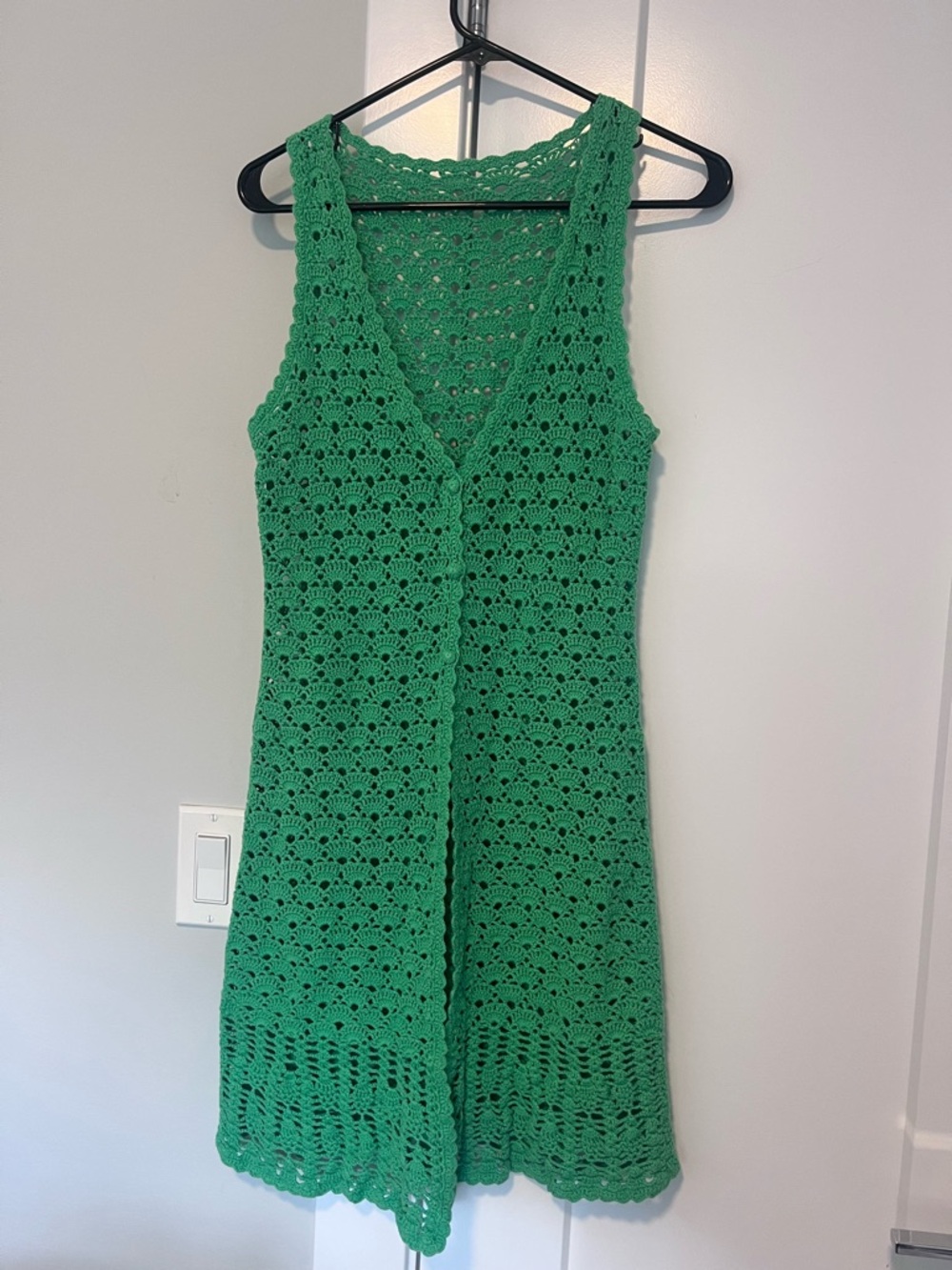 Green Crochet Sleeveless cardigan